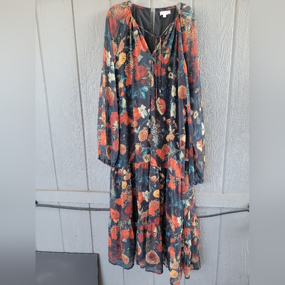 Ivy City Co Imogen Moody Floral Tiered Skirt Maxi Dress 1X - Picture 5 of 12